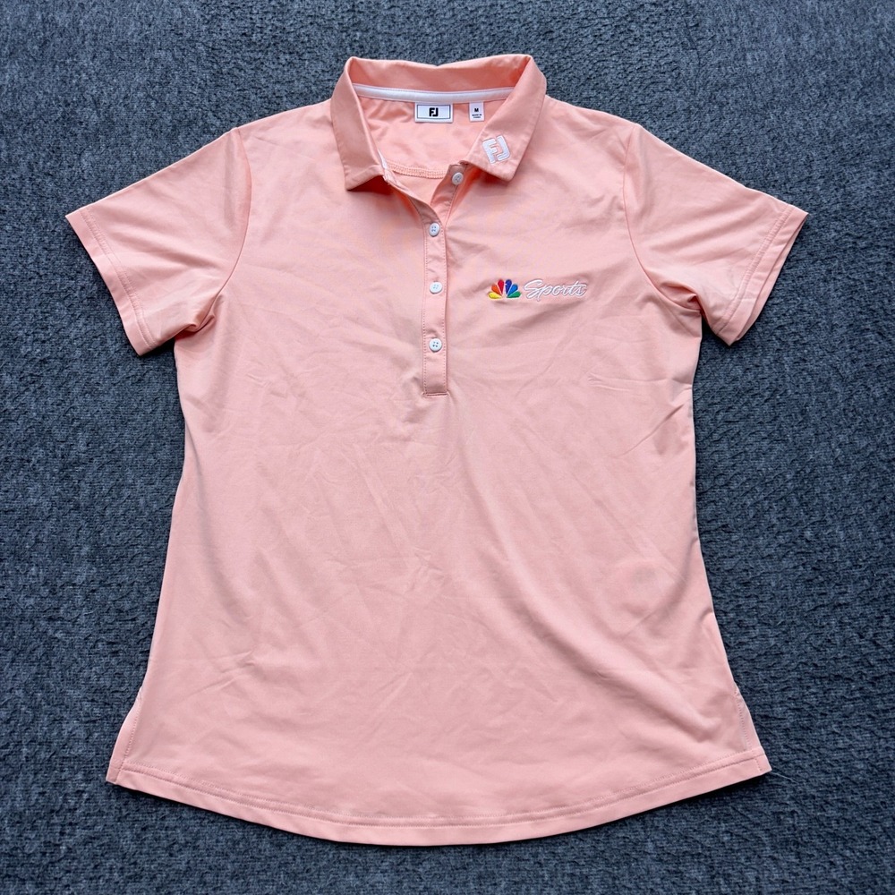 FootJoy NBC Sports Golf Short Sleeve Polo Shirt Womens M Orange Performance